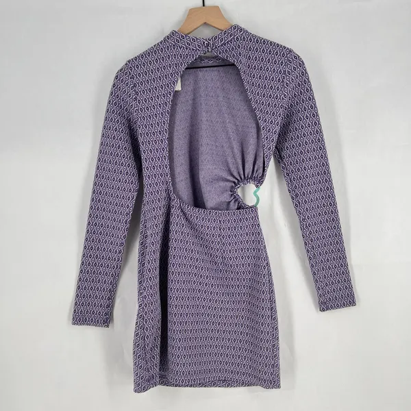 Zara Shift Dress Womens‎ Small Purple Stretch Geometric Cutout Back Cinched Side - Image 4