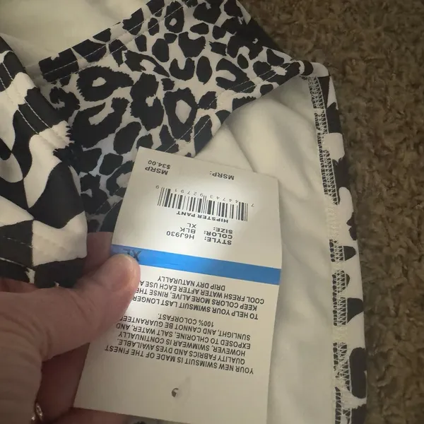 NWT Hobie Tankini Halter Swim Top &‎ bottoms L/XL black white animal print NEW - Image 8