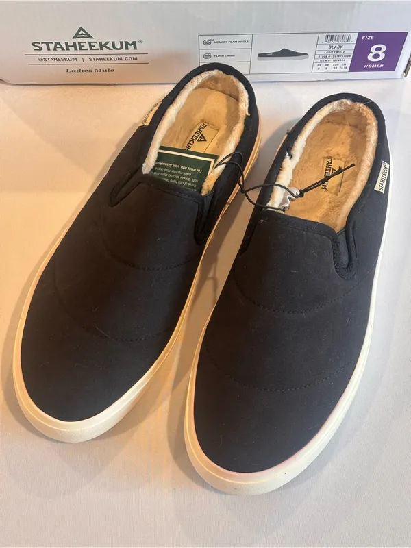 STAHEEKUM Women’s‎ Black Fleece-Lined Slip-On Mules Size 8 NIB - Image 4