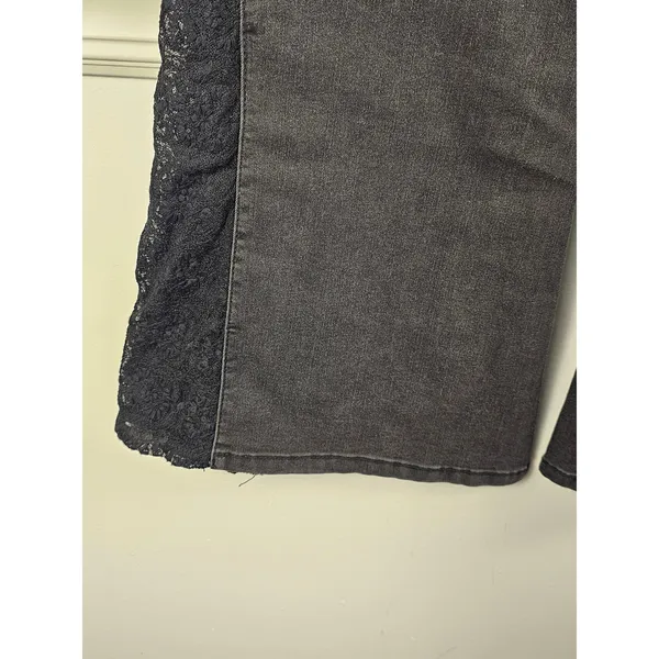 Free People Womens Washed Out Black Lace Inset Flare Jeans‎ 31 - Image 3