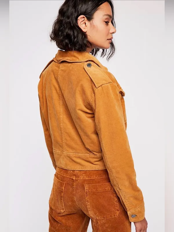Free People Everlyn Jacket Corduroy Utility Jacket Small Camel - Image 2