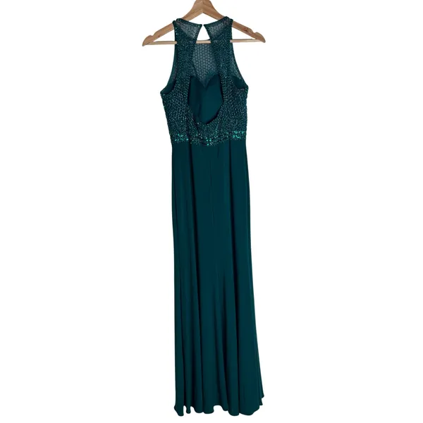 Sherri Hill sleeveless high neck Beaded evening Gown dress Emerald Green Size 4 - Image 8
