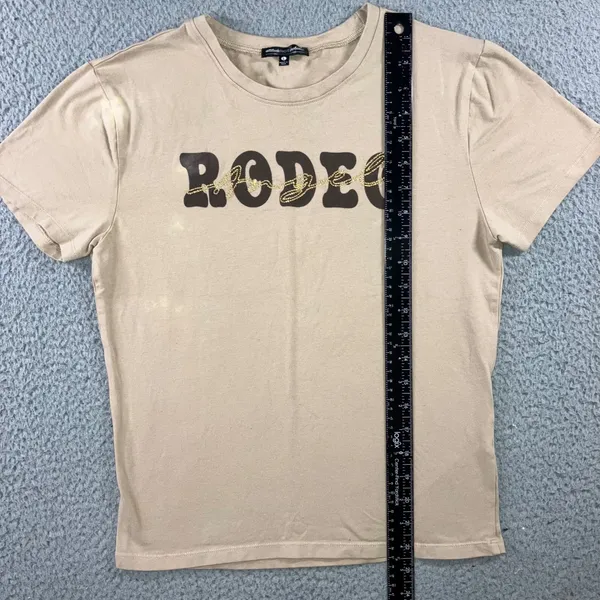 Rodeo Graphic Tee Women L Tan Bleached Western Retro Coastal Cowgirl Festival - Image 10