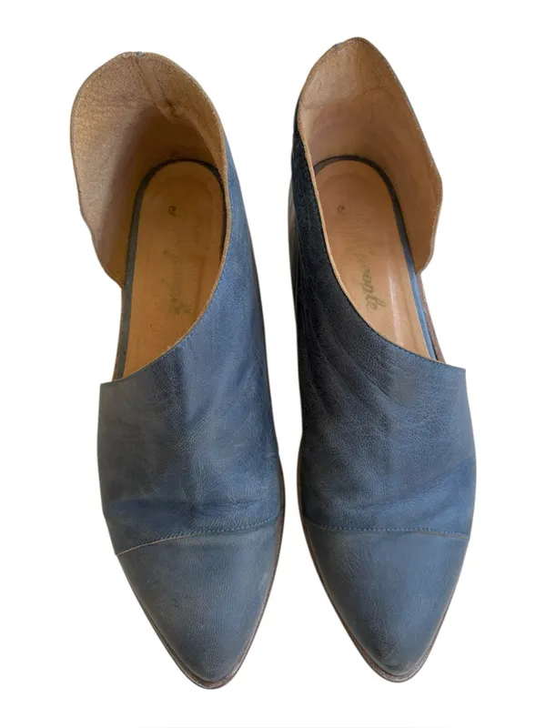 Free People Leather Royale Side Cut-Out Flats Blue Size 7.5 - Image 3