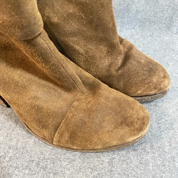 Rag & Bone Women's 37 Newbury Ankle Boots‎ Distressed Brown Suede Heeled- FLAWED - Image 2
