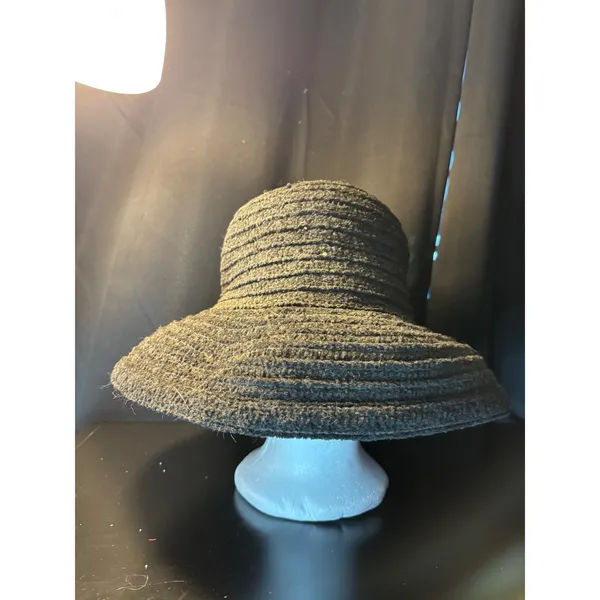 Signature‎ Studio Black Textured Knit Wide Brim Sun Hat RN 31289 Vintage Style - Image 7