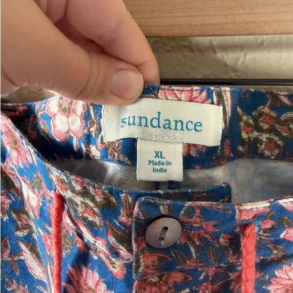 Sundance Kalani Shorts Size XL Linen Blue Floral Boho Retro Summer Preppy Shorts - Image 3