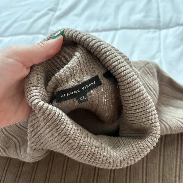 Womens Size‎ XL Ribbed Turtleneck Sweater Brown 100% Cotton Basics Chic Fall - Image 5