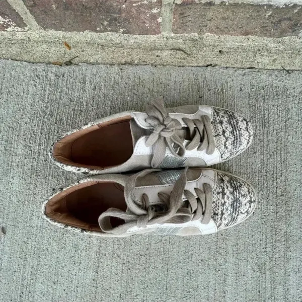 Frye Webster Wave Gray Suede with Snakeskin Print Low-cut Lace- up Sneakers 8.5M - Image 2