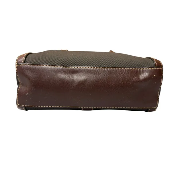 Vintage Etienne Aigner Mini Satchel Brown Leather Trim Canvas Shoulder Purse - Image 5