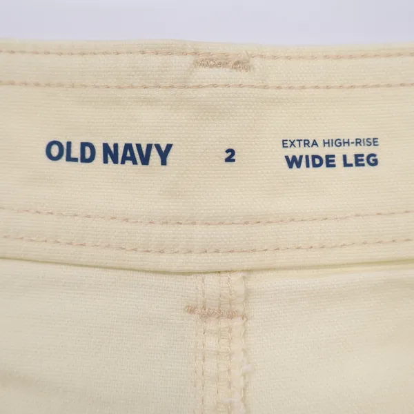 Old Navy Extra High-Rise Wide Leg Pants Cream Off-White Cotton Blend Size 2 NEW - Image 3