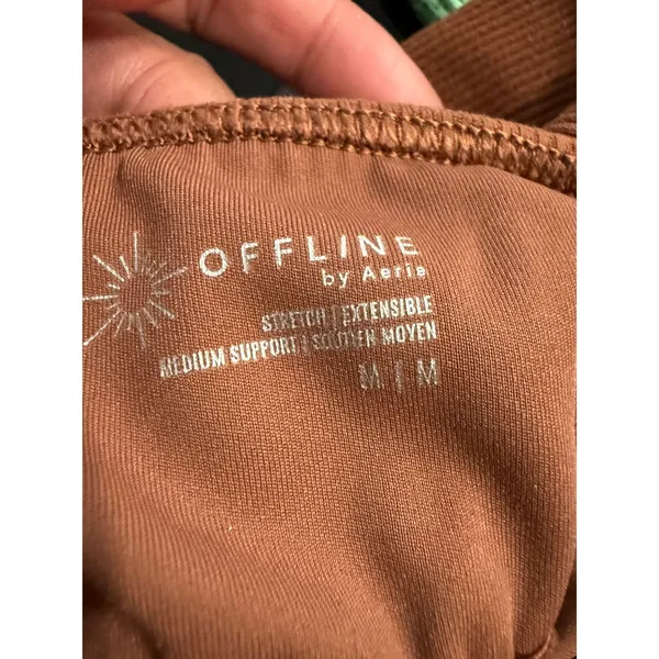 OFFLINE by Aerie Ribbed Square Neck Crop Tank Top Terracotta Medium Support M - Image 6
