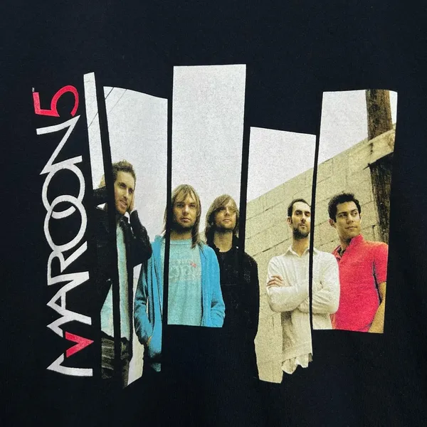 Fruit of the Loom Vintage 2004 Y2K Maroon 5 Concert T Shirt Double Sided Unisex Medium FLAWS - Image 3