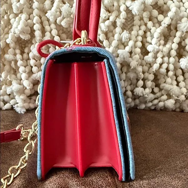 Betsey Johnson Cherry Embroidered Denim Handbag with bag charm NWT - Image 4