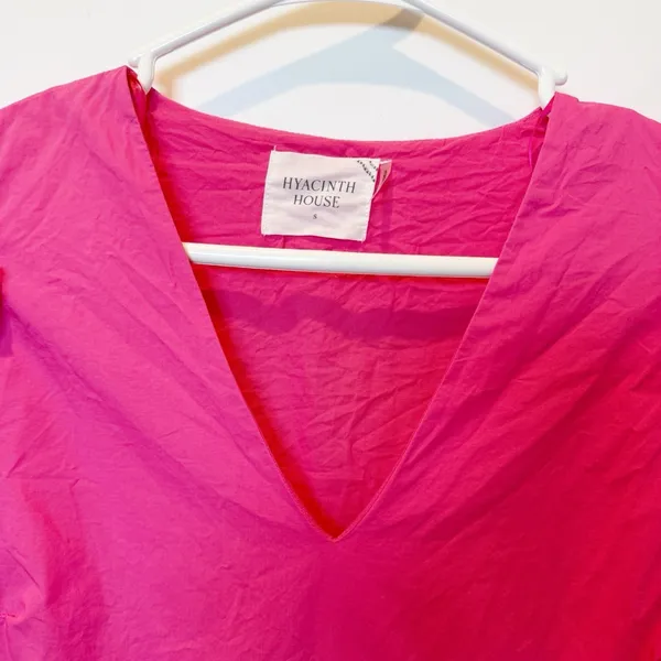 Tuckerneck Hyacinth‎ House Fuchsia Pascale Mini Dress Small Tiered Puff Sleeve - Image 3