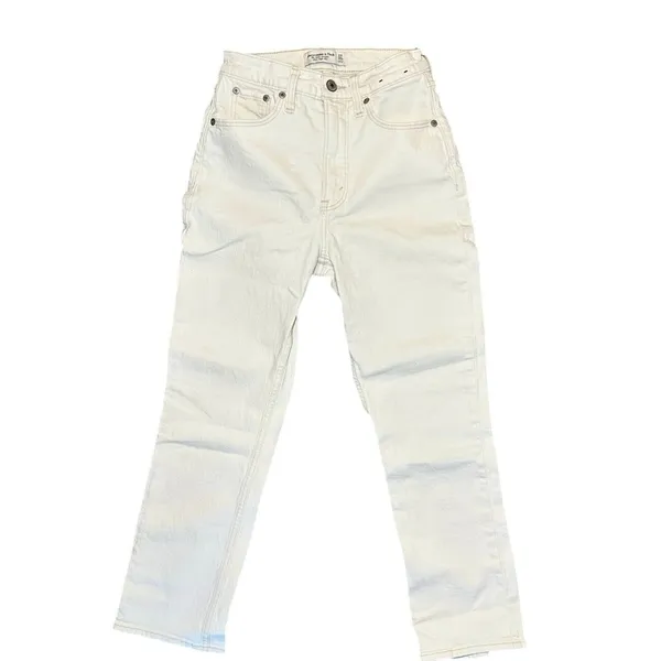 Abercrombie & Fitch Curve Love Ankle Straight Leg Ultra High Rise Jean White 00S - Image 8