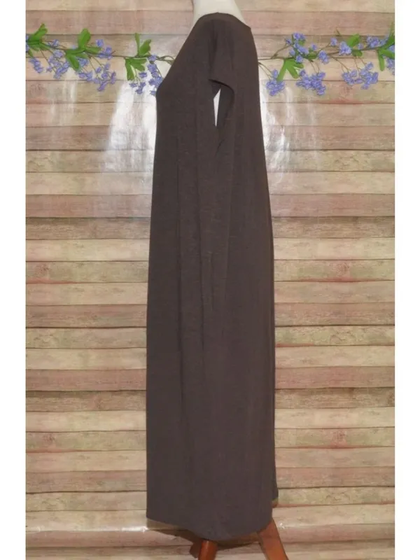 J.Jill Womens L Chocolate Brown V Neck Column Maxi Dress Pockets Rayon Stretch - Image 5