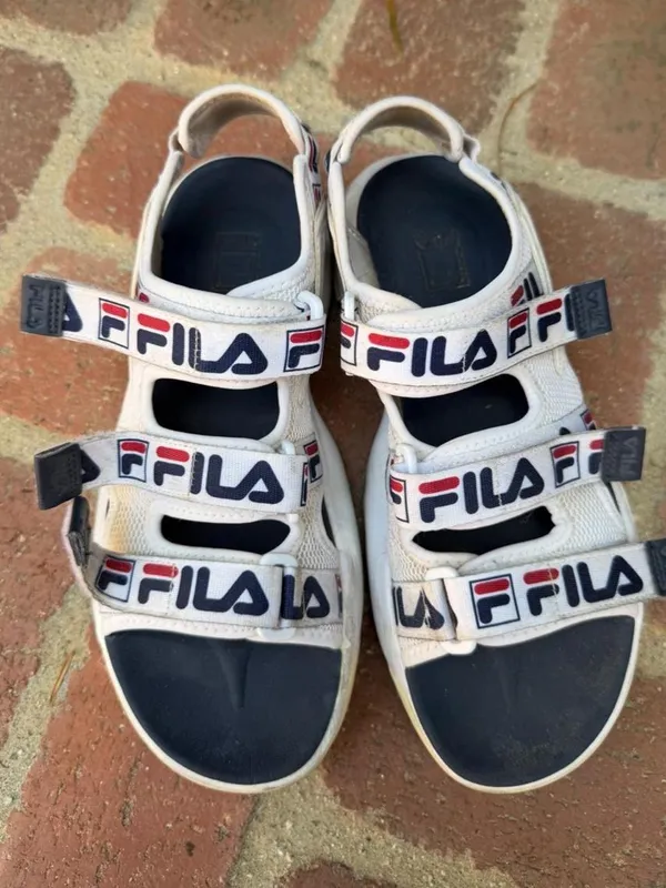 Fila red white blue distributor chunky sandals logo stripes sz 8 women’s #patriotic #utility #streetwear - Image 3