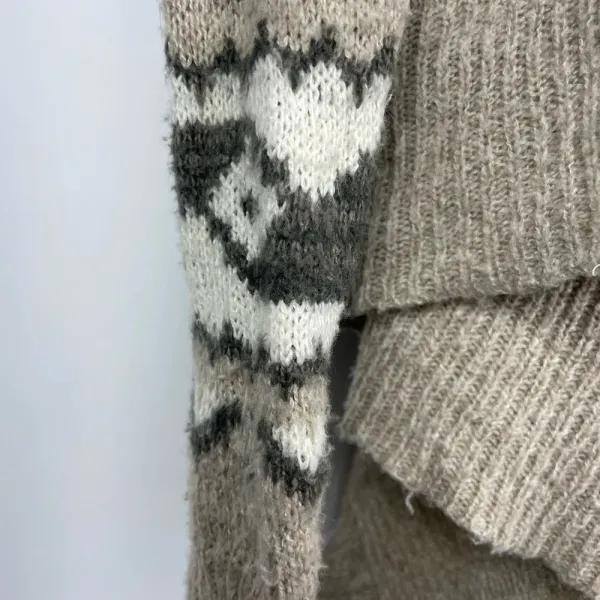 Abercrombie & Fitch Brown Tan Knit‎ Aztec Checkered Open Front Cardigan - Image 8