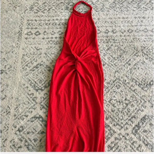 SheIn Red open back halter neck, maxi dress - Image 2