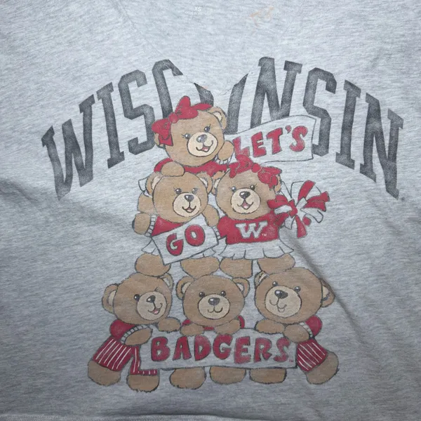 Women's Easy Wisconsin‎ Badgers Graphic Notch-Neck T-Shirt - Image 3