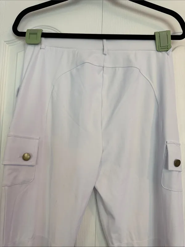 HALARA White Wide Leg Cargo Pants - Medium Regular - Image 4