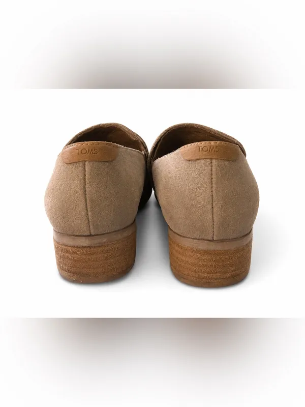 TOMS Women’s Size 9 Taupe Suede Slip-On Ankle Booties Low Block Heel - Image 4