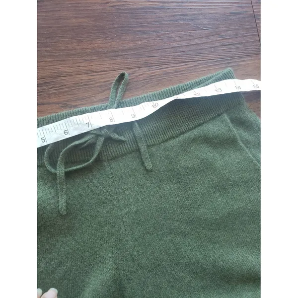 Filoro 100% Cashmere Army Green Knit Jogger Pants Size S New Lounge Luxury - Image 3