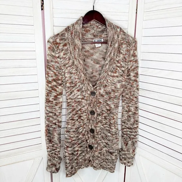 Billabong Marled Cardigan Sweater Brown Multi Juniors Large‎ Button Shawl Collar - Image 8