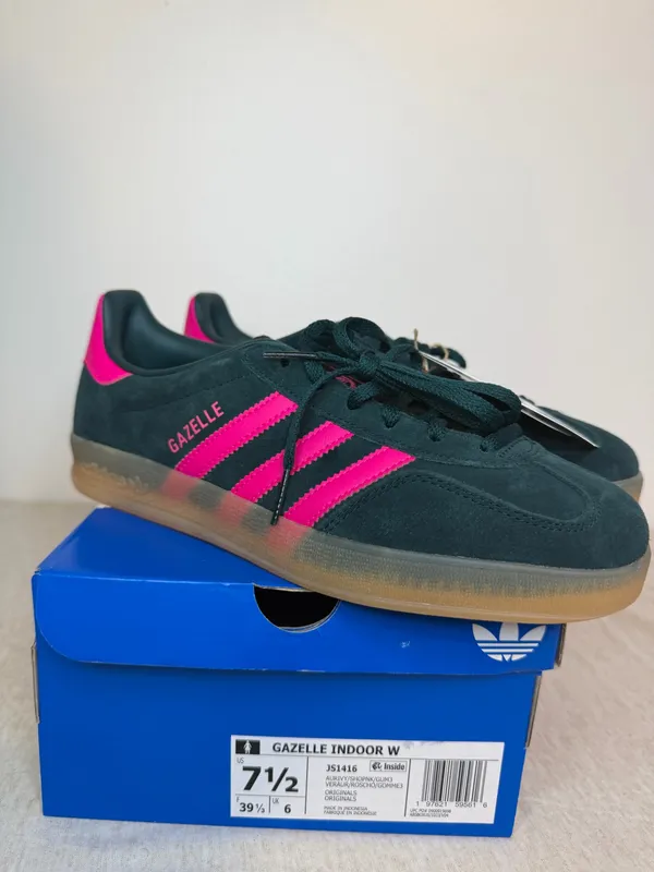 Adidas Gazelle Indoor Women’s Sneakers Size 7.5 Aurora Ivy Shock Pink Gum JS1416 - Image 4