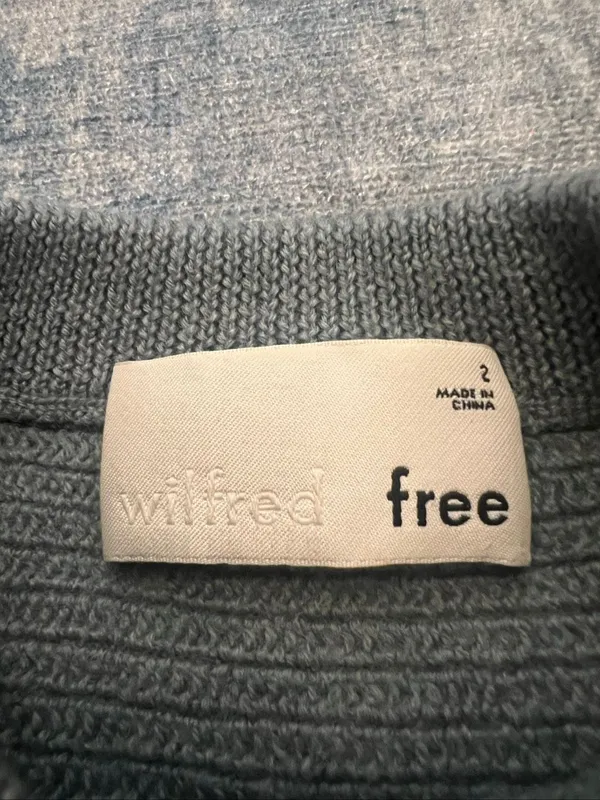Aritzia Wilfred Free Blue Gray 100% Merino Wool Lolan Cropped Sweater Size 2 - Image 4