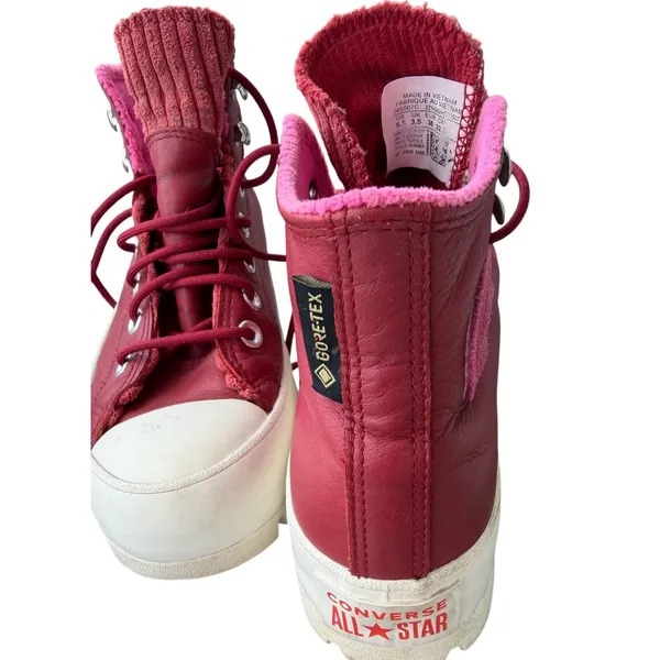 Converse Chuck Taylor All Star RED LUGG Gore-Tex Leather 5.5 WomensD - Image 8