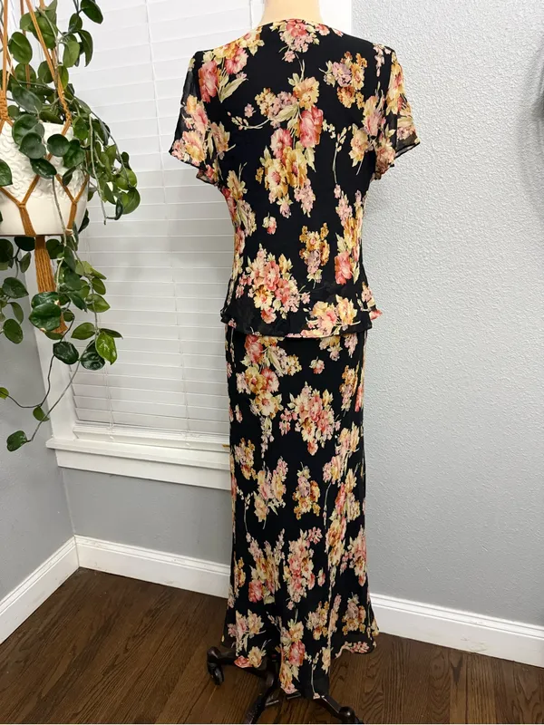 Spenser Jeremy Silk V-Neck Floral Maxi Dress Size 10 - Image 6