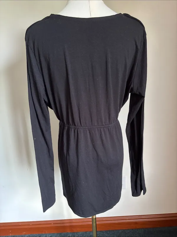 Motherhood Black Lace-Trim Surplice Maternity Tunic and Nursing - Image 3