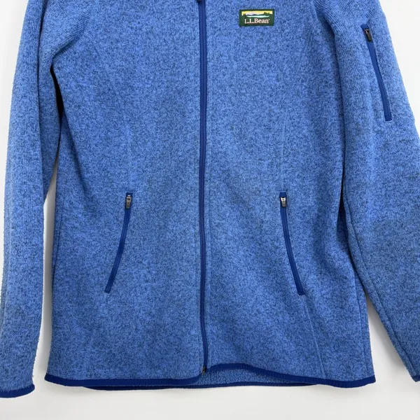 LLBean Womens Sweater Fleece Full Zip Jacket Blue Speckled Size‎ S Tall Outdoor - Image 2