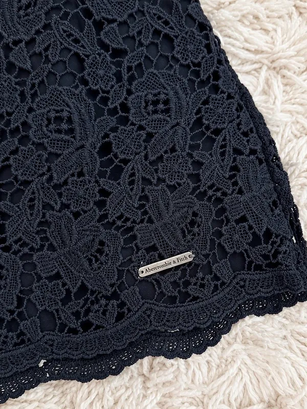 Abercrombie & Fitch Dark Blue Lace Mini Skirt - Image 4