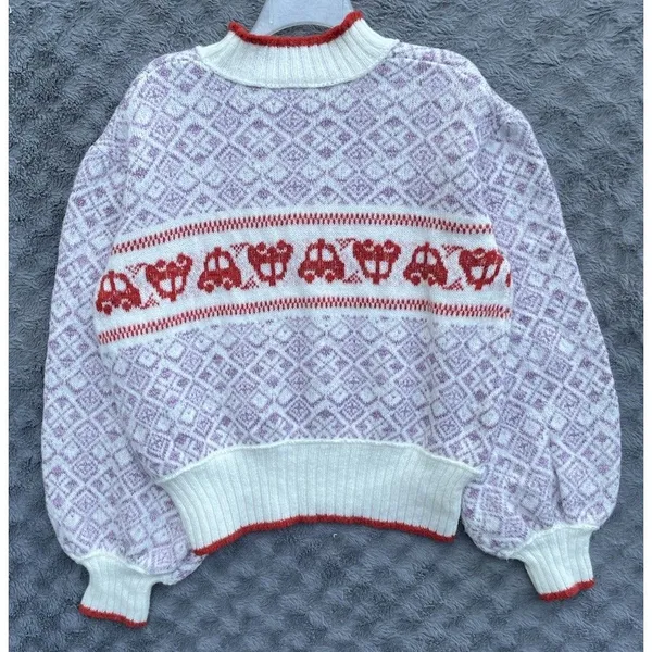 Free People Freya Fair Isle Sweater Large Boho Nordic Ski Lodge Cozy Pullover - Image 7