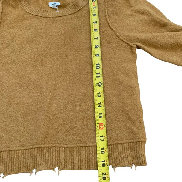 Aerie Mustard Puff Sleeve Distressed Crew Sweater M Earthenware‎ Minimalist - Image 9