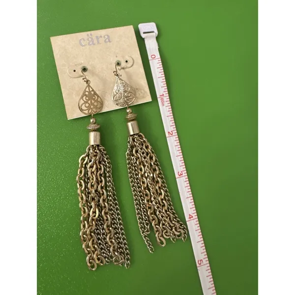 Cara Gold Costume Jewelry Earrings Drop Chandelier Glam Fancy Holiday NYE - Image 2