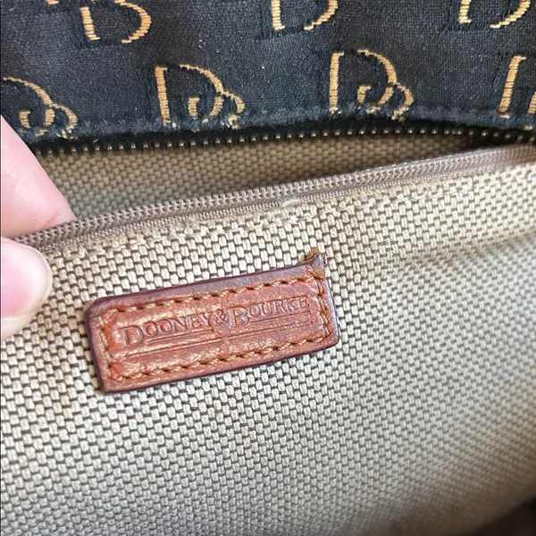 Dooney & Bourke Black and Brown Logo Satchel - Image 10