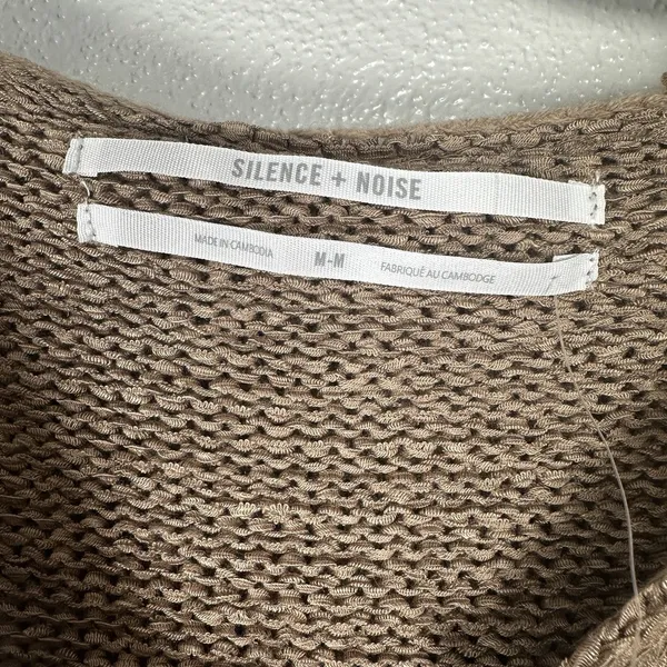 NEW SILENCE + NOISE Knit Hoodie Sweater Top Size Medium Taupe Tan Boho Beachy‎ - Image 4