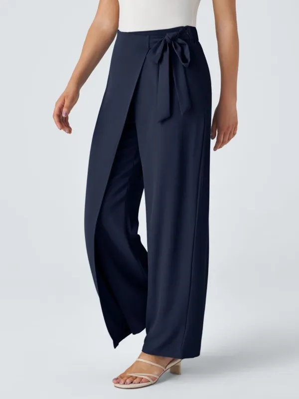 Halara Flex High Waisted Wide Leg Pants Tie in Peacoat Navy Blue Small Tall New - Image 2