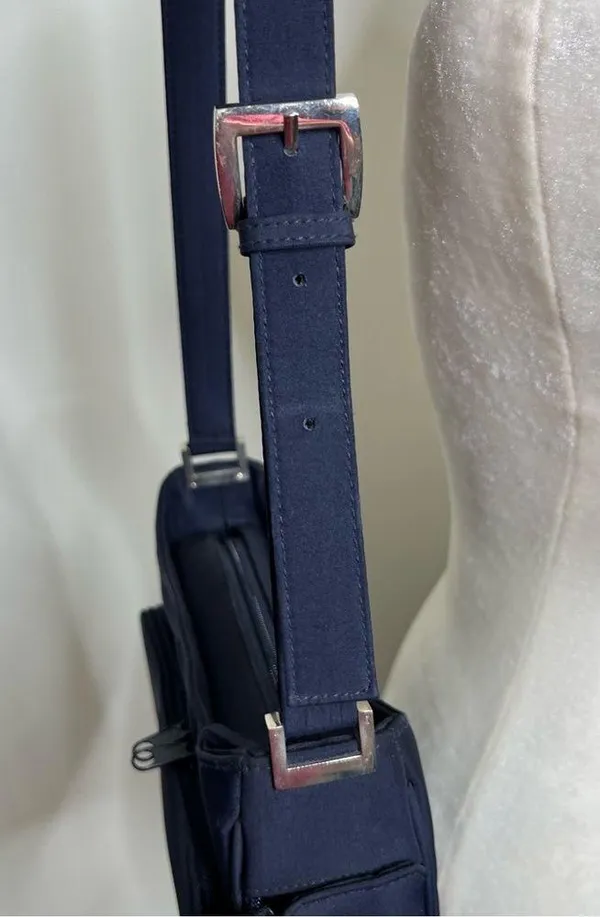 Vintage Strada Navy Blue Purse Handbag Crossbody Several Compartments - Image 3