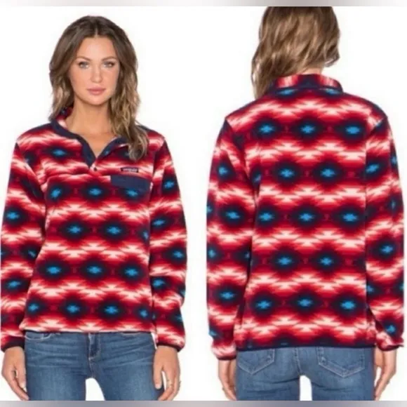 Patagonia Pullover Womens Synchilla Snap-T Wild Desert Aztec Pattern Size S - Image 2
