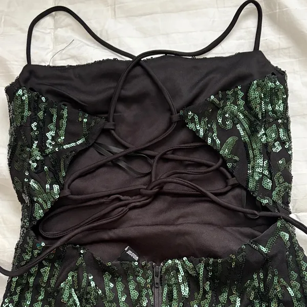 Windsor Black and Green Sequin Mini Dress - Image 4