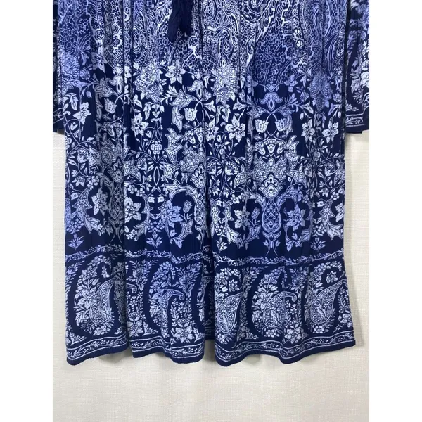 Patrons Of Peace Boho Floral Cold Shoulder Flare Sleeve Mini Dress‎ XS Crochet - Image 3
