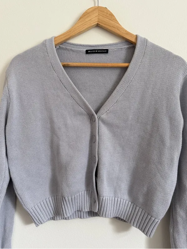 BRANDY MELVILLE Knit Cardigan Sweater Button Front Small Cropped - Image 4