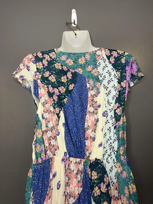 Olivaceous Dress Womens Medium Multicolor Floral Wrap Maxi Ruffle Sundress - Image 6