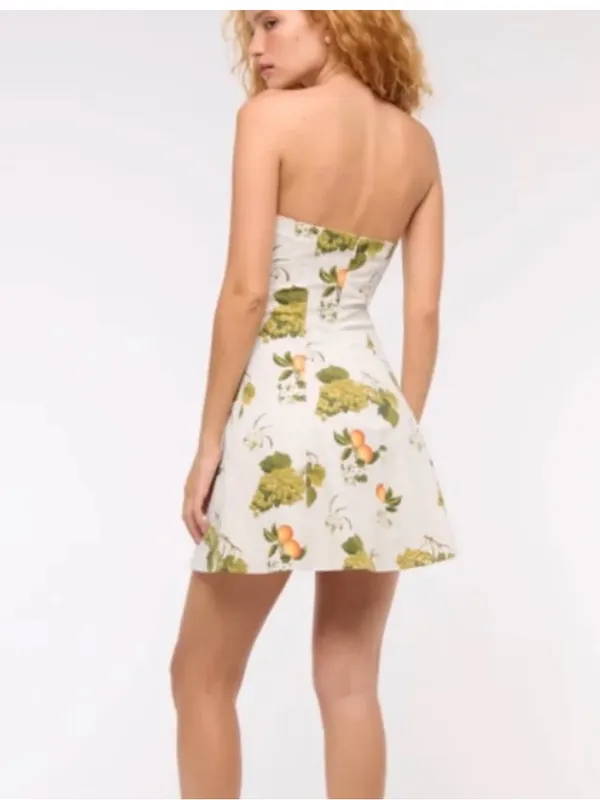 Abercrombie & Fitch Mila Strapless Mini Dress Cream Floral L - Image 3