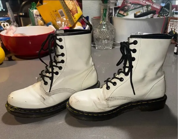 Dr. Martens White Leather Combat Boots size 8 Women’s - Image 2